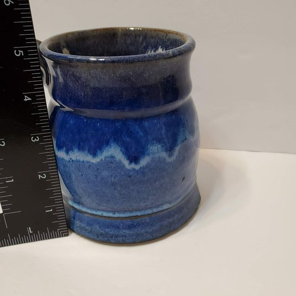 Large Studio Pottery Mug, Ceramic Tankard, Cobalt Blue, Signed Bjork - Picture 8 of 9